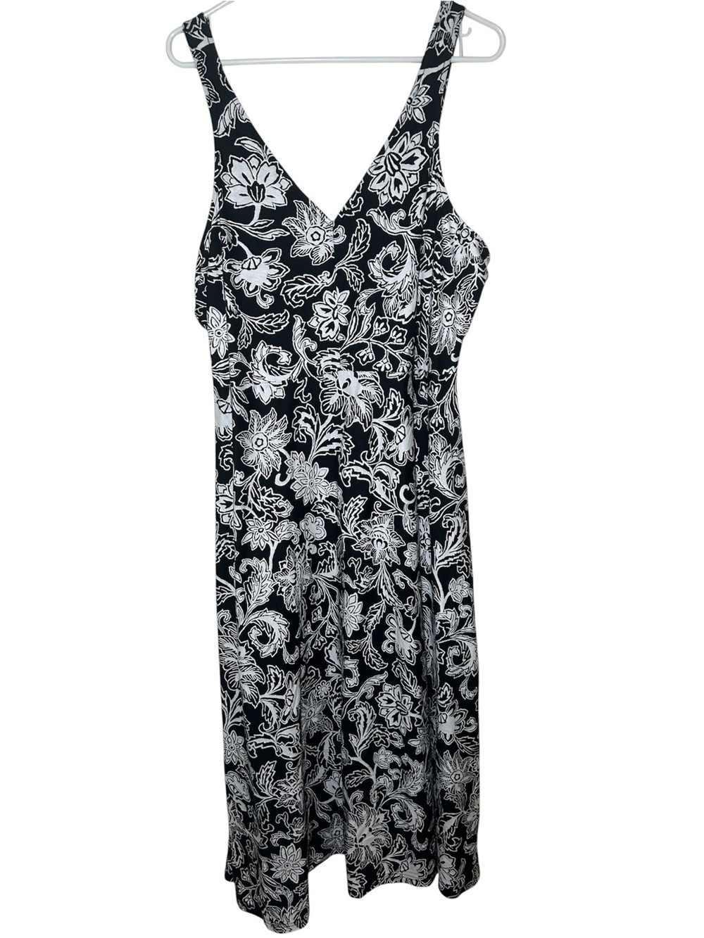 American Living Black and White Floral Dress Summer Casual Beach Vacation Comfor
